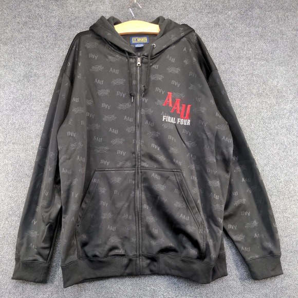 C.T. Sports Mens AAU Nationals Final Four Zip Up Hoodie Black XXL All Over Print - Picture 2 of 13